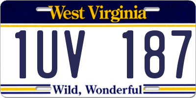 WV license plate 1UV187
