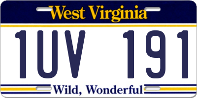 WV license plate 1UV191