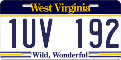 WV license plate 1UV192