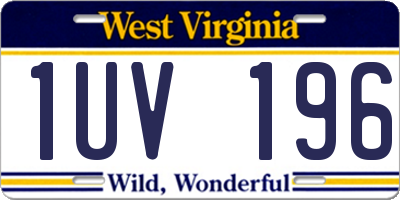 WV license plate 1UV196