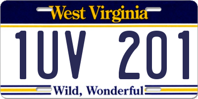 WV license plate 1UV201