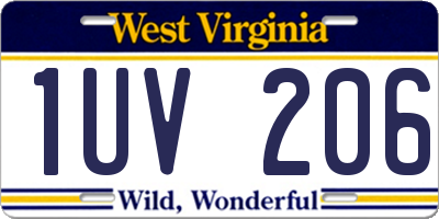 WV license plate 1UV206