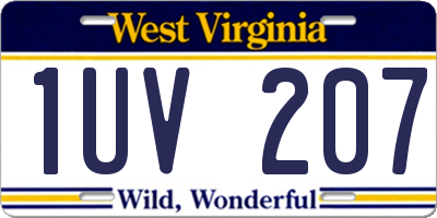 WV license plate 1UV207