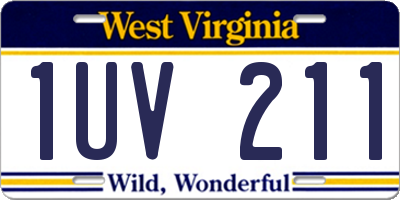 WV license plate 1UV211