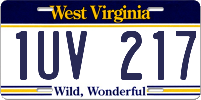 WV license plate 1UV217