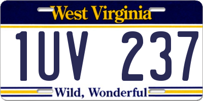 WV license plate 1UV237