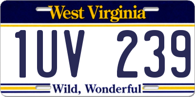 WV license plate 1UV239