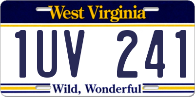 WV license plate 1UV241