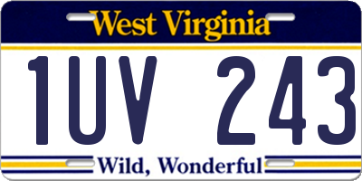 WV license plate 1UV243