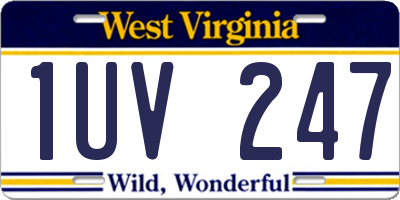 WV license plate 1UV247
