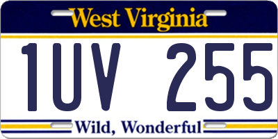 WV license plate 1UV255