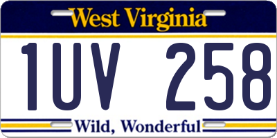 WV license plate 1UV258