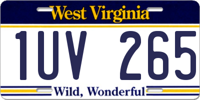WV license plate 1UV265