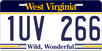 WV license plate 1UV266