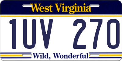 WV license plate 1UV270