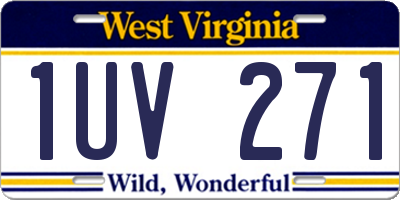 WV license plate 1UV271