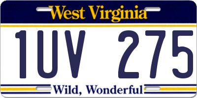 WV license plate 1UV275
