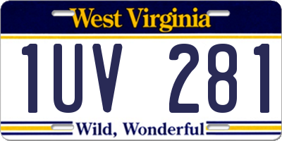WV license plate 1UV281