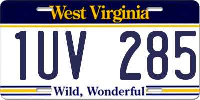 WV license plate 1UV285