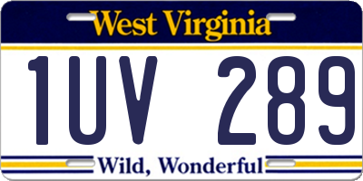 WV license plate 1UV289