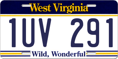 WV license plate 1UV291
