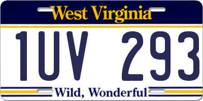 WV license plate 1UV293