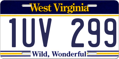 WV license plate 1UV299