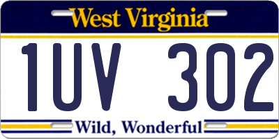 WV license plate 1UV302