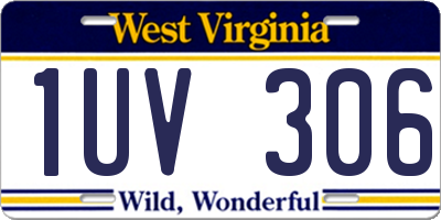 WV license plate 1UV306
