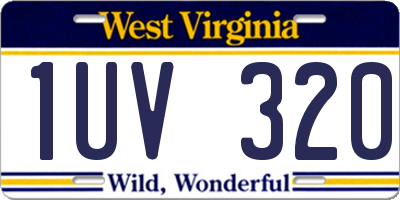 WV license plate 1UV320