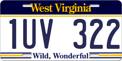 WV license plate 1UV322
