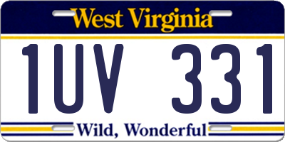 WV license plate 1UV331