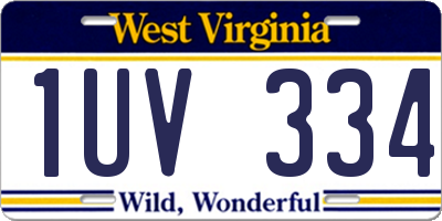 WV license plate 1UV334