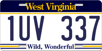 WV license plate 1UV337