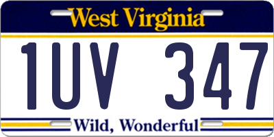 WV license plate 1UV347