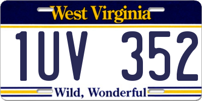 WV license plate 1UV352