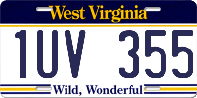 WV license plate 1UV355