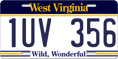 WV license plate 1UV356
