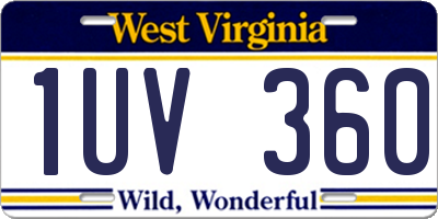 WV license plate 1UV360