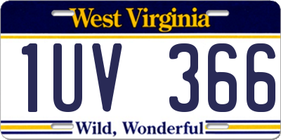 WV license plate 1UV366