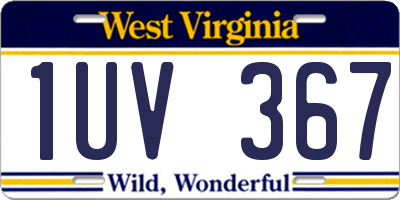 WV license plate 1UV367