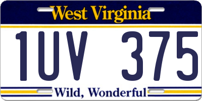 WV license plate 1UV375