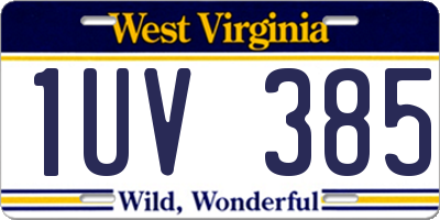 WV license plate 1UV385