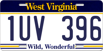 WV license plate 1UV396