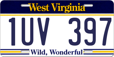 WV license plate 1UV397