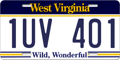 WV license plate 1UV401