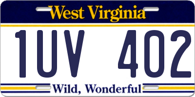 WV license plate 1UV402