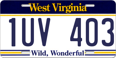 WV license plate 1UV403