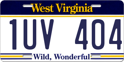 WV license plate 1UV404