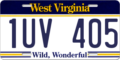 WV license plate 1UV405